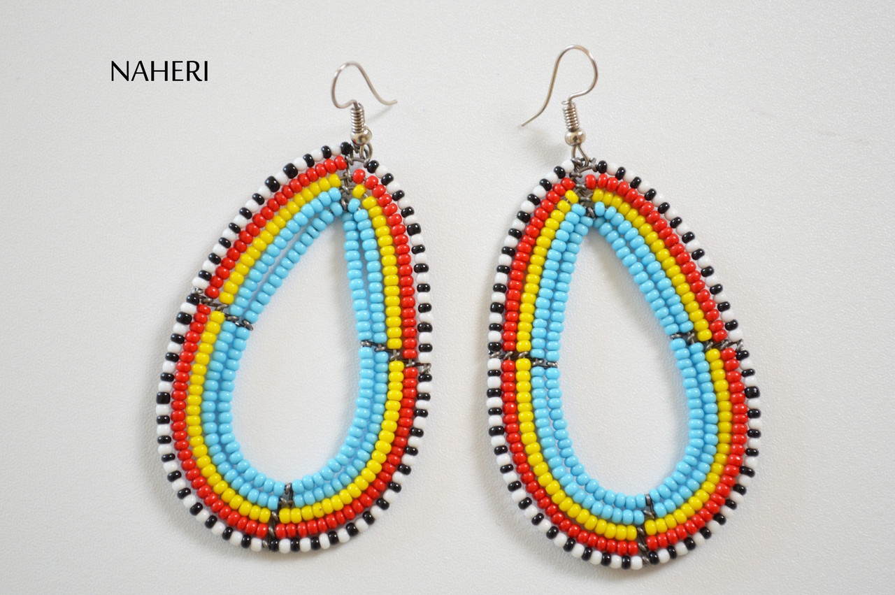 African beaded hoop earrings statement jewelry NAHERI