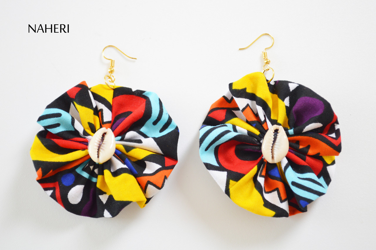 Calypso Lightweight Fabric Earrings in Pink Fan — Jaime Bramble Schell Art