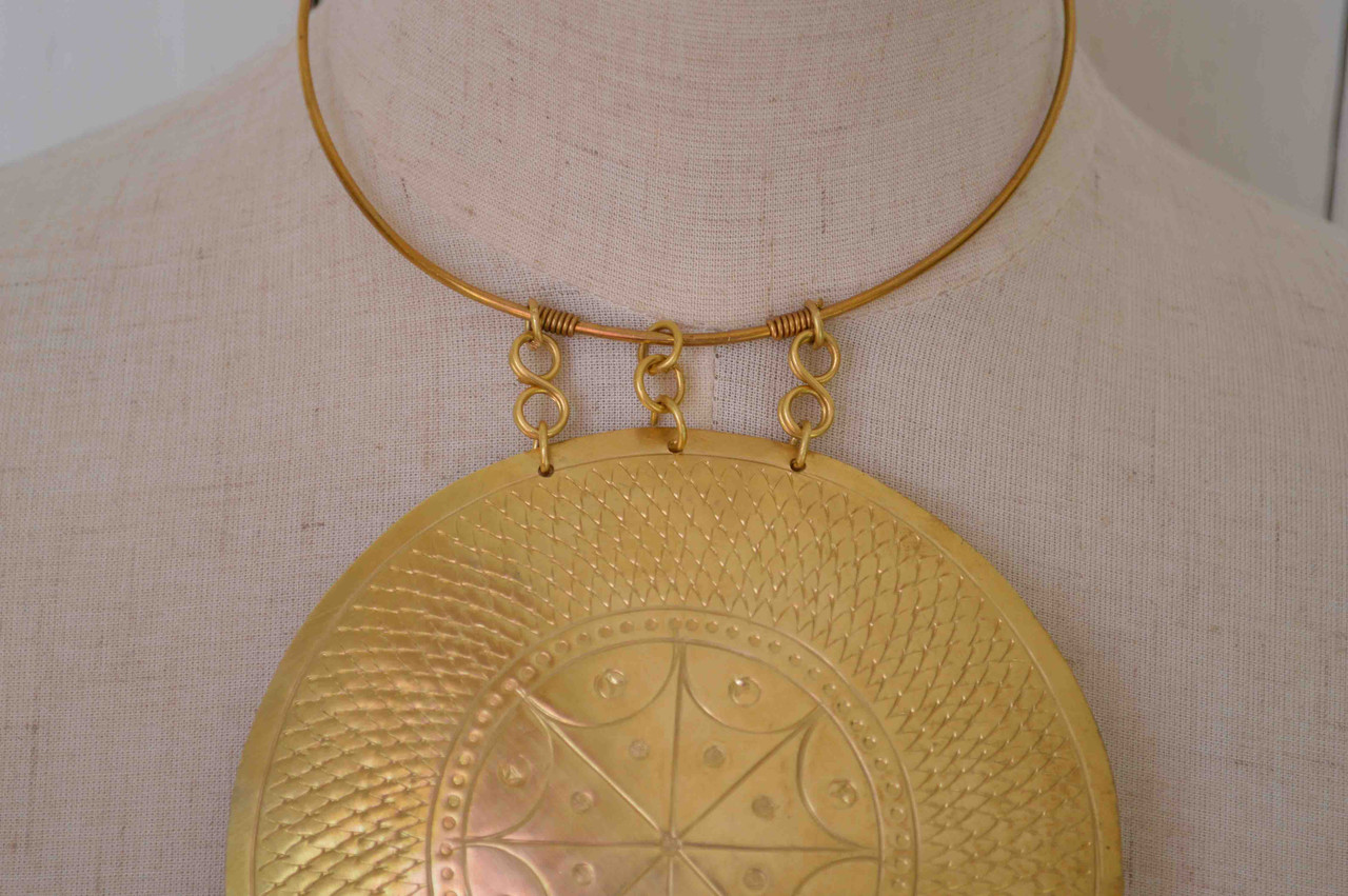 African inspired jewelry brass metal necklace | NAHERI