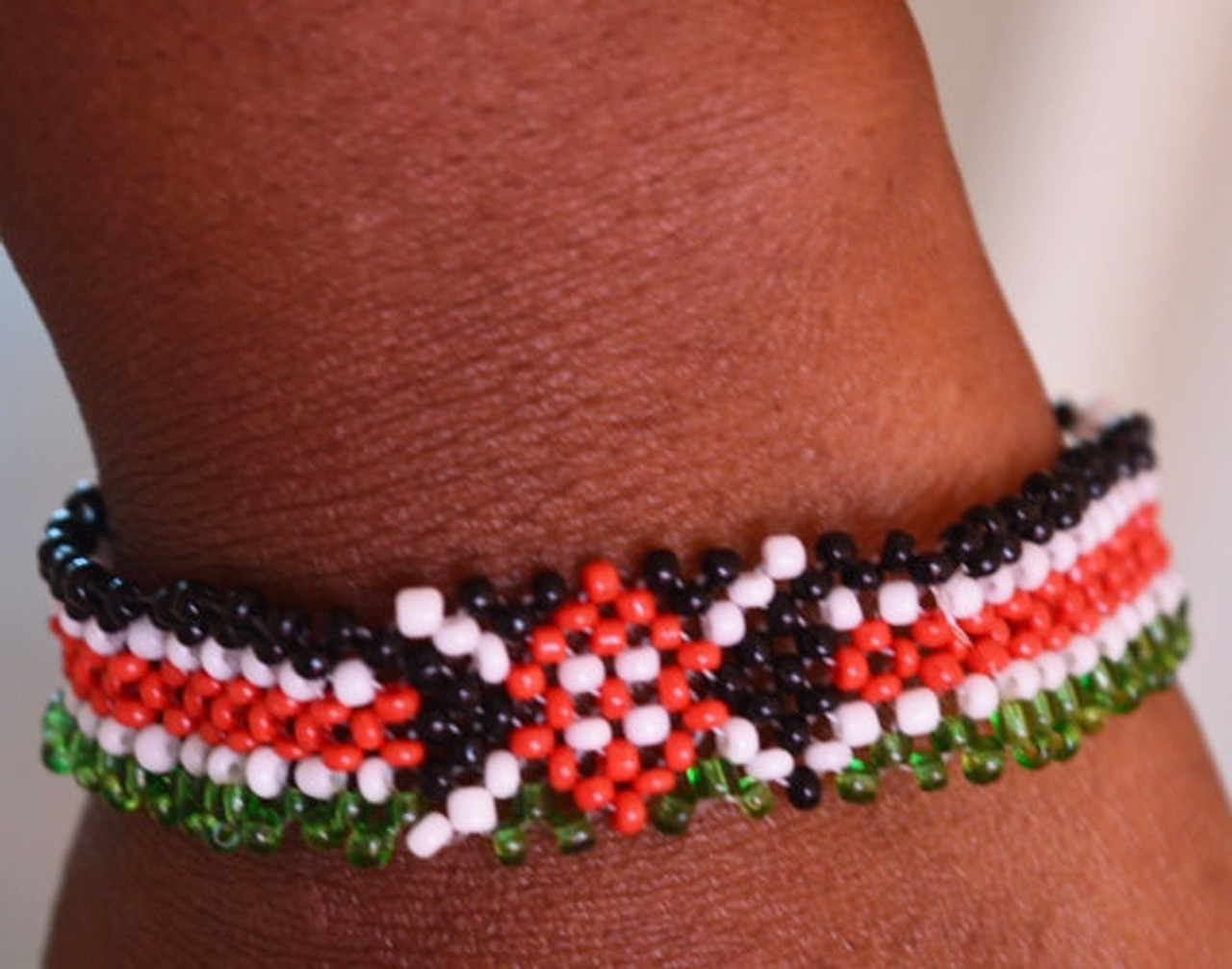 African beaded flag bracelet Kenya | NAHERI