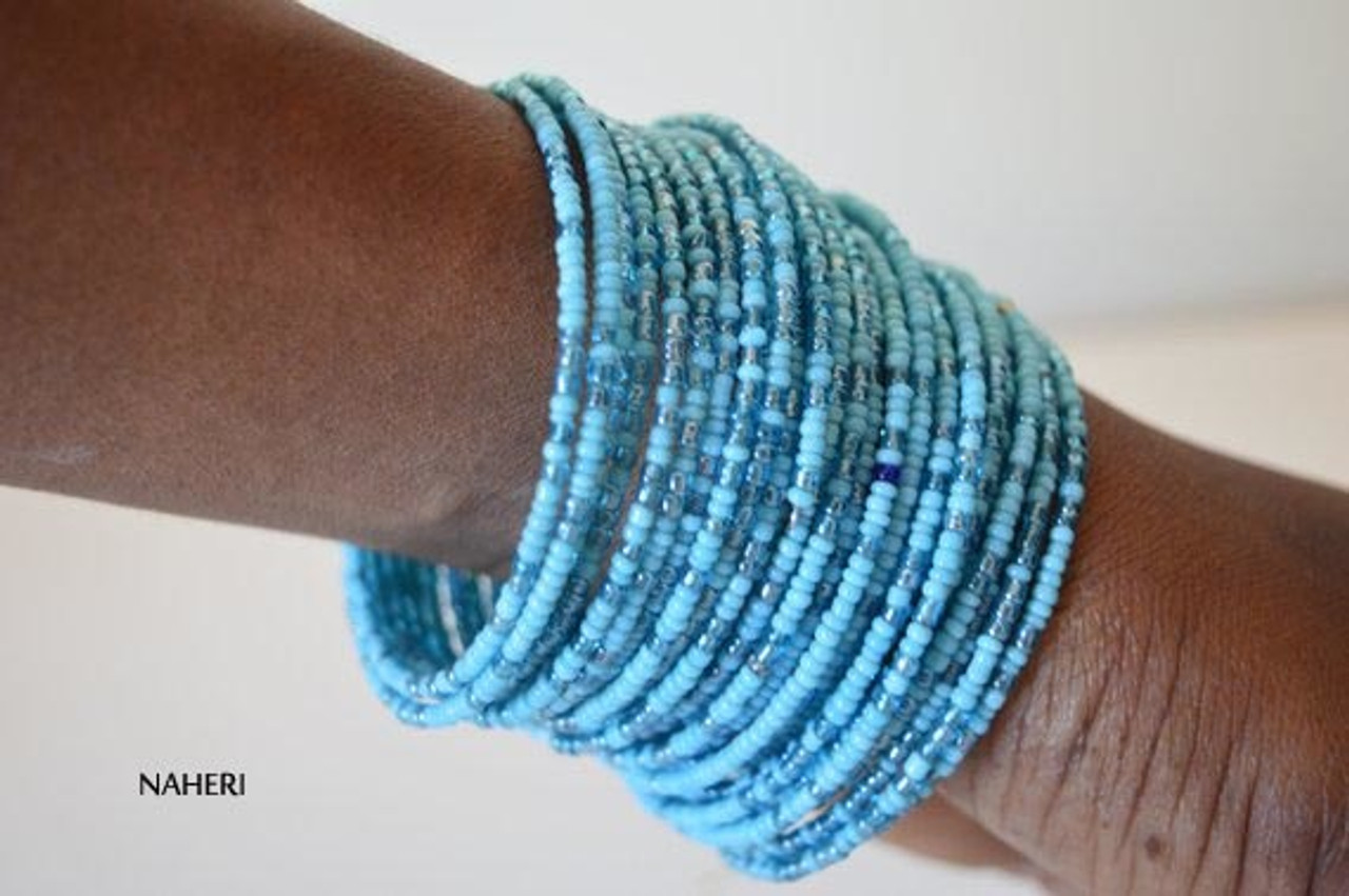 Blue jewelry | Earth in Sky, Stack Bracelet set, Cowrie shell, Blue crystal  and Lava