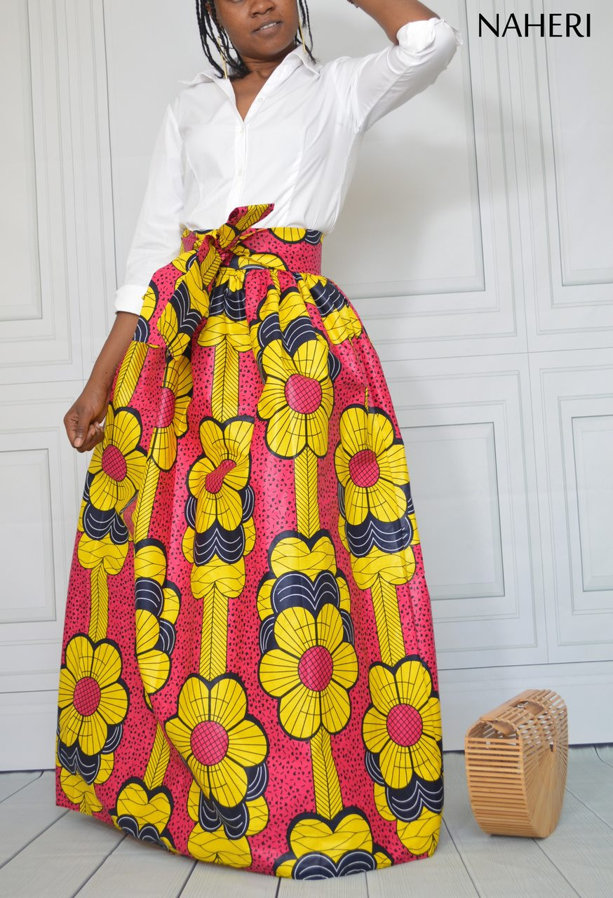 long african print skirt