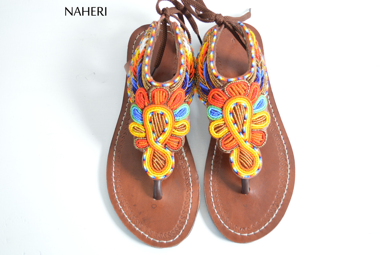 African beaded summer sandals multicolored handmade sandals - ASALI ...