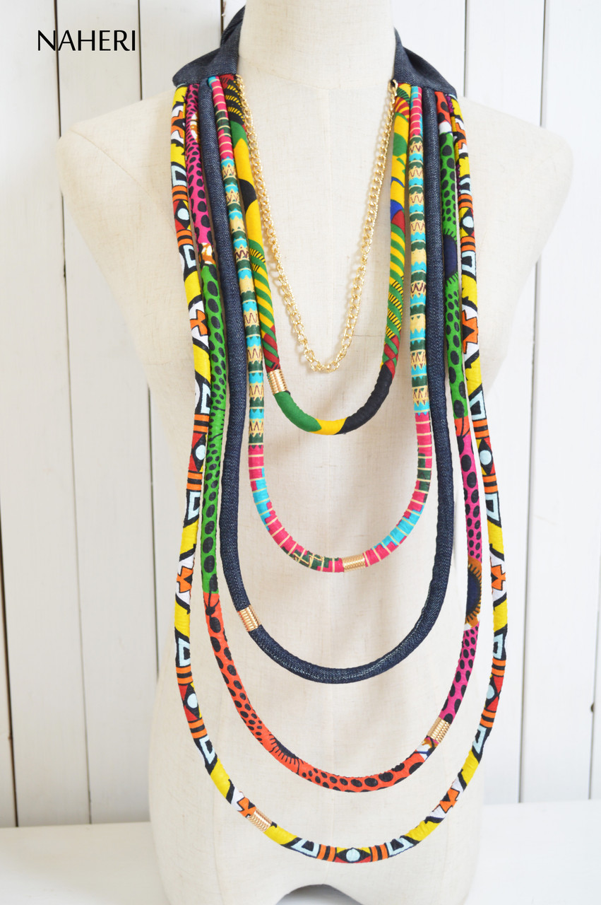 Rasta Bead Black Cord Necklace