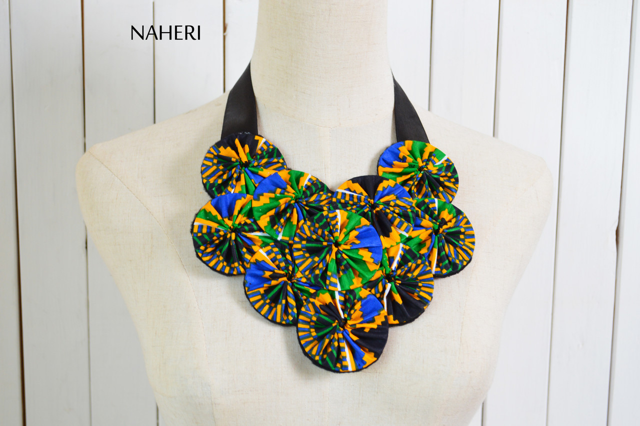 Colorful Bib Necklace African Animals Demi Parure Necklace and Earrings