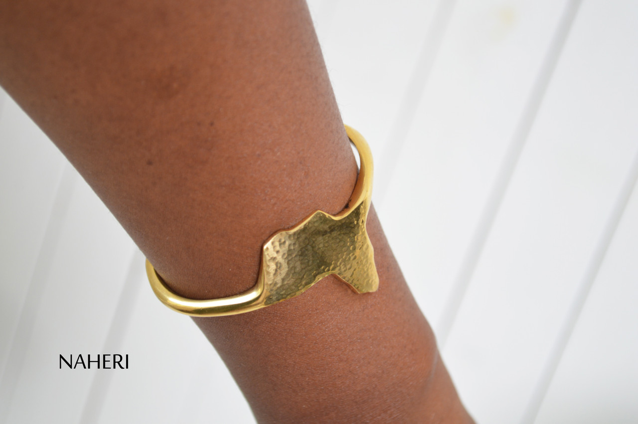 African brass metal bracelet solid hammered jewelry NAHERI