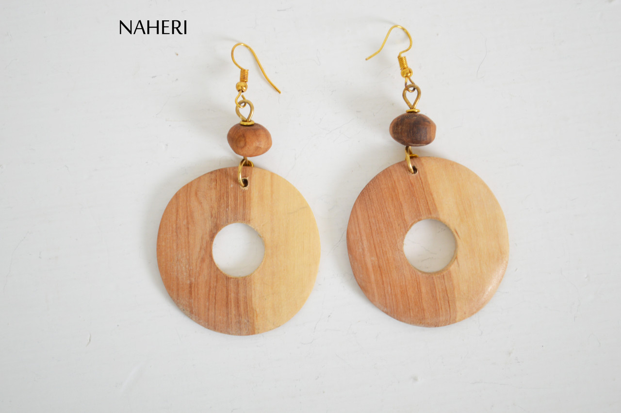 African earrings olive wood