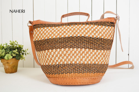 African leather hand bag hand woven sisal bag naheri