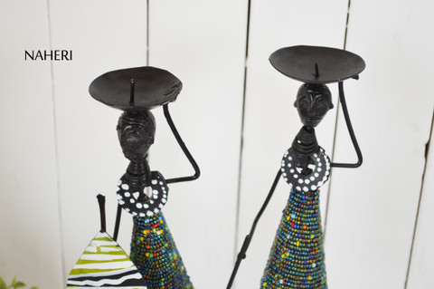 African beaded candle holders 1 pair home decor naheri