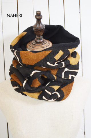 African mud cloth snood tribal cowl winter neck warmer naheri