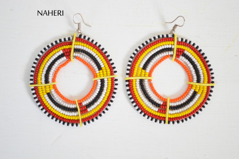 African maasai beaded earrings ethnic handmade jewelry naheri