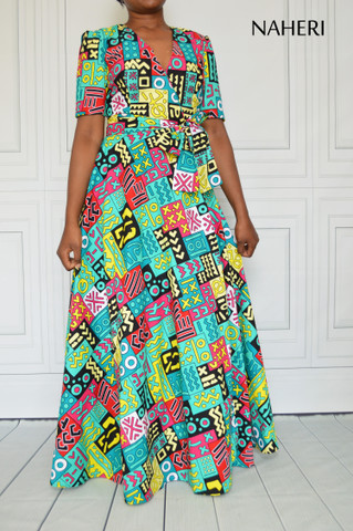 African print wrap dress  NAYA maxi summer dress naheri