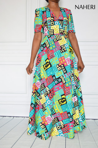 African print wrap dress  NAYA maxi summer dress naheri