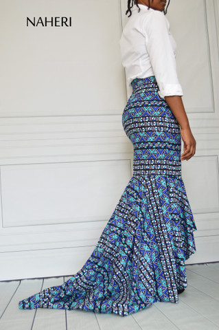 African print maxi skirt - ARI ankara high low skirt naheri