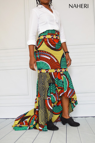 African high low maxi skirt - ARI ankara print skirt African clothing naheri