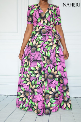 African print maxi wrap dress - NAYA summer dress African clothing naheri