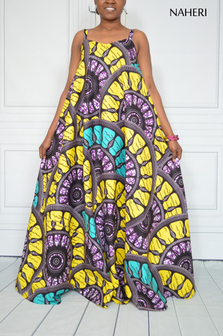 African print maxi dress - SIDI flared summer dress naheri