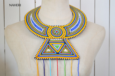 African beaded tribal necklace multicolored African fashion jewelry naheri