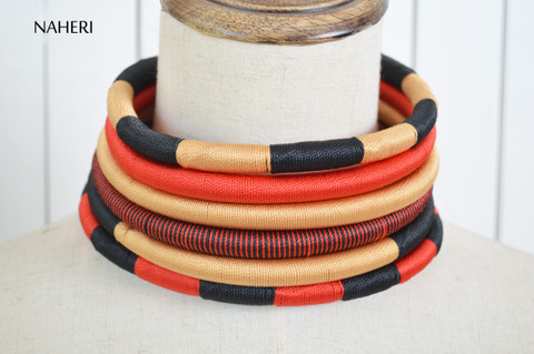 African jewelry stacked choker necklace African tribal fashion naheri