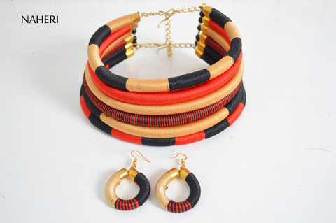 African jewelry stacked choker necklace African tribal fashion naheri