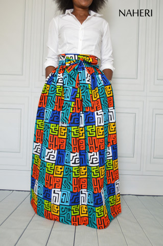 African print skirt - MIMI tribal print maxi skirt african attire naheri