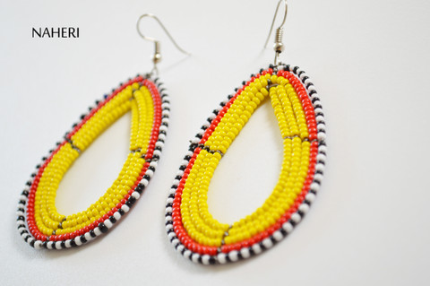 African beaded earrings tribal hoops trendy jewelry tribal naheri