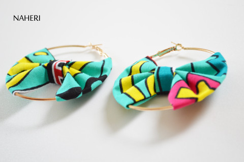  African fashion jewelry fabric hoop earrings tribal jewelry naheri
