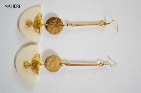 African white bone earrings with brass African fashion jewelry Naheri