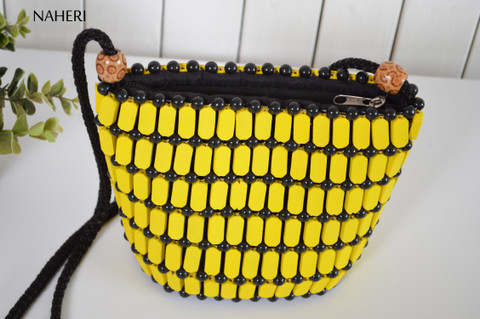 African beaded sling bag yellow cross body bag African fashion jewelry Naheri