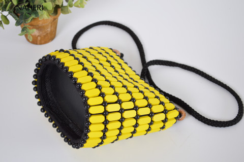 African beaded sling bag yellow cross body bag African fashion jewelry Naheri