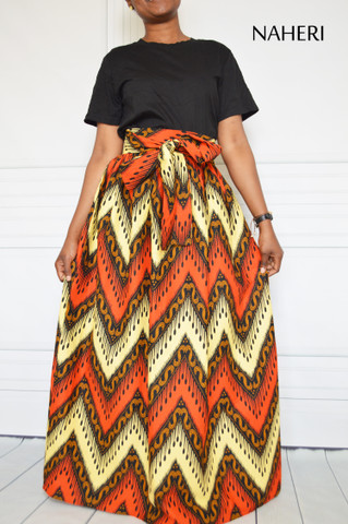 African print skirt - MIMI tribal print skirt 100% cotton chevron Naheri