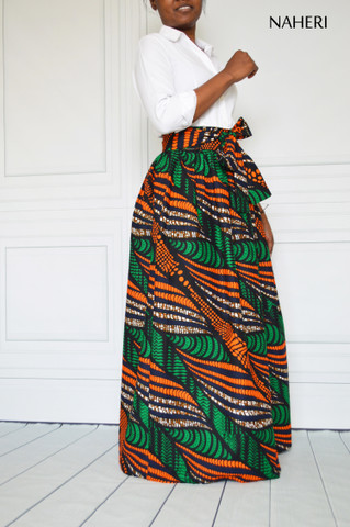 African print skirt - MIMI print maxi skirt 100% cotton fabric Naheri