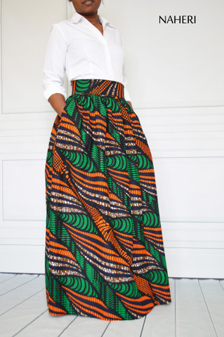 African print skirt - MIMI print maxi skirt 100% cotton fabric Naheri