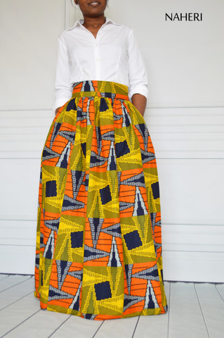 African print skirt - MIMI ankara maxi skirt authentic cotton fabric Naheri