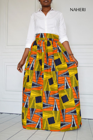 African print skirt - MIMI ankara maxi skirt authentic cotton fabric Naheri