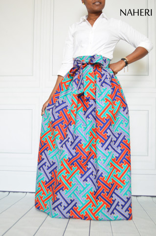 African print skirt - MIMI ankara maxi skirt blue fabric Naheri