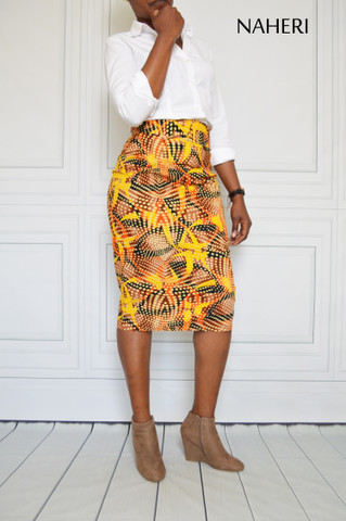 African pencil skirt - NINA midi skirt ankara fabric Naheri