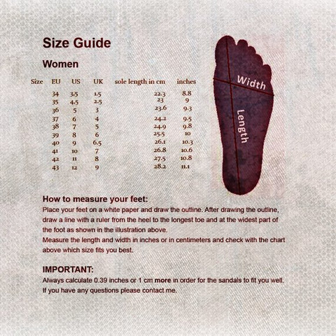 shoe size chart naheri