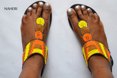 African summer sandals handmade beaded sandals  - LINDA by Naheri