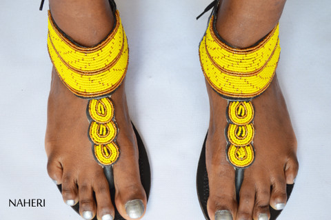 African summer sandals handmade beaded sandals  - YALA by Naheri