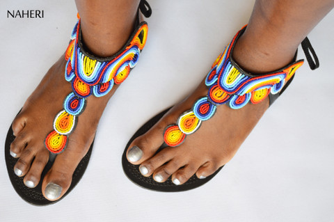 African summer sandals handmade beaded sandals  - RAHA by Naheri