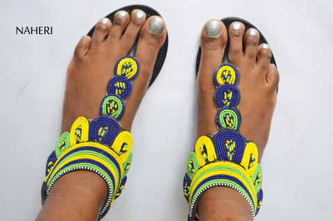 African summer sandals handmade beaded sandals  - MAUA by Naheri