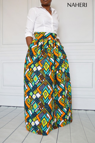 African print skirt - MIMI vintage fabric print maxi skirt African clothing