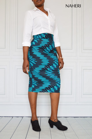 African pencil skirt - NINA midi ankara skirt chevron Naheri