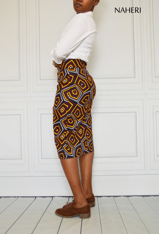 African pencil skirt - NINA midi ankara print skirt Naheri