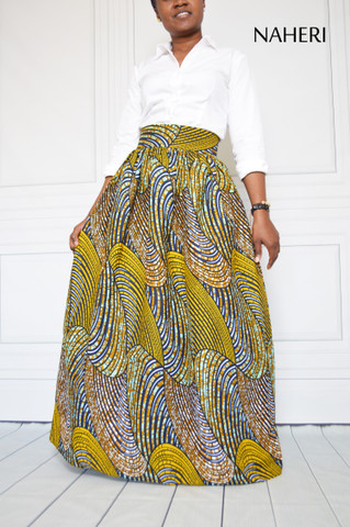 African print skirt - MIMI vintage print maxi skirt Naheri