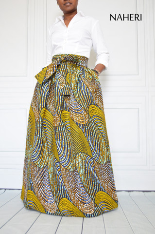 African print skirt - MIMI vintage print maxi skirt Naheri