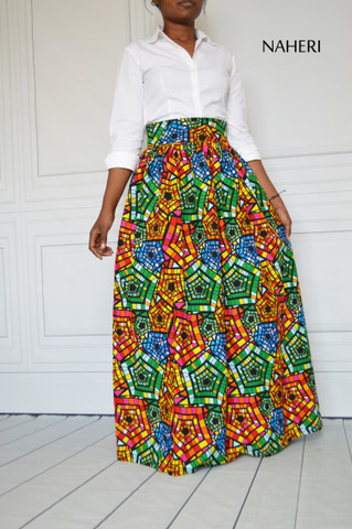 African print skirt - MIMI web print maxi skirt Naheri