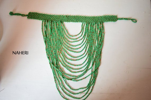 Green Infinity  African Beaded Choker Necklace