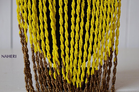 Yellow African beaded necklace handmade naheri